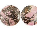 Rhodonite Puff Coin 30mm