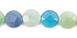 Blue Quartz (rainbow) Faceted Coin 12mm