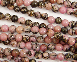 Rhodonite (w/ extra black matrix) Round 4mm