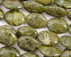 African Green Jasper Flat Oval 14x10mm