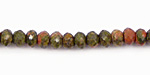 Unakite Faceted Rondelle 6mm