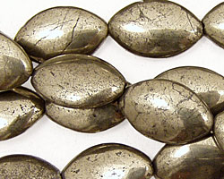 Golden Pyrite (silver tone) Horse Eye 19x12mm