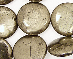 Golden Pyrite (silver tone) Puff Coin 20mm