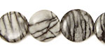Black Water Jasper Puff Coin 16mm