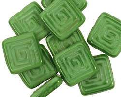 Czech Glass Apple Green Tribal Square 14mm