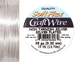 Soft Flex Non-Tarnish Silver Craft Wire 28 gauge, 15 yards