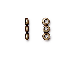 TierraCast Antique Brass (plated) Nugget 3-Hole Bar 5x14mm