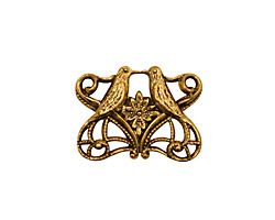 Stampt Antique Gold (plated) Kissing Birds Connector 21x16mm