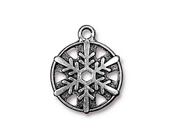 TierraCast Antique Silver (plated) Snowflake Drop 19x24mm