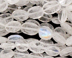 Moonstone (rainbow) Faceted Irregular Flat Oval 6-7x5-6mm