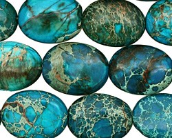 Teal Impression Jasper Flat Oval 20x15mm