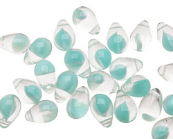 Czech Glass Crystal/Mint Julep Teardrop 6x9mm
