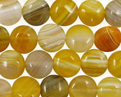Yellow Botswana Agate Puff Coin 10mm