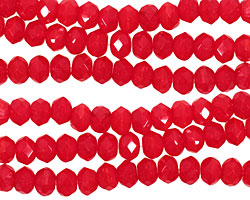 Czech Glass Cherry Fire Polished Rondelle 4x5mm