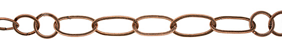Handmade Antique Copper (plated) Flat Oval & Ring Chain