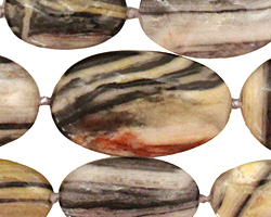 Australian Zebra Jasper Flat Freeform Oval 26-41x15-21mm