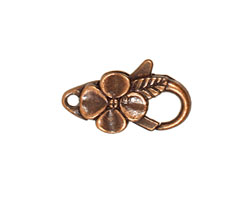 Antique Copper (plated) Floral Lobster Clasp 25x14mm