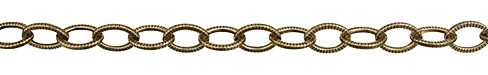 Antique Gold (plated) Large Flat Oval Etched Cable Chain