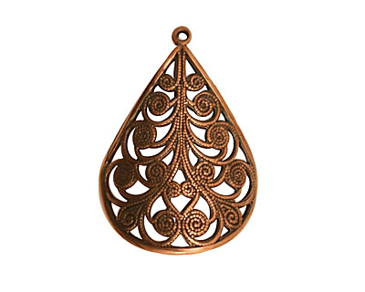 Stampt Antique Copper (plated) Fiddlehead Fern Drop 19x28mm