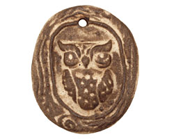 Gaea Ceramic Cream on Chocolate Owl (in a tree) Pendant 36x43mm