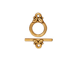 TierraCast Antique Gold (plated) Leaf Toggle Clasp 14x10mm, 16mm, Bar
