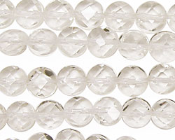 Rock Crystal Faceted Coin 8mm