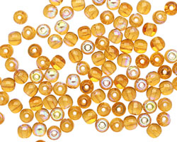 Czech Glass Dark Topaz AB Round 4mm