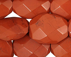 Red Jasper Faceted Irregular Flat Oval 28-29x20-22mm