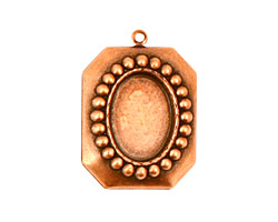 Stampt Antique Copper (plated) Nouveau Beaded Frame Oval Setting 10x14mm