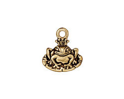 TierraCast Antique Gold (plated) Frog Prince Charm 15x16mm
