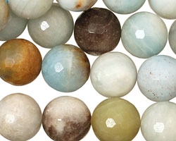 Amazonite Blk. Tourmaline Faceted Round 14mm