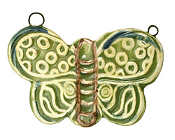 Jangles Ceramic Green Butterfly Pendant 56x35mm