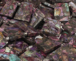 Purple Mosaic Stone w/ Pyrite Ladder 22x26mm