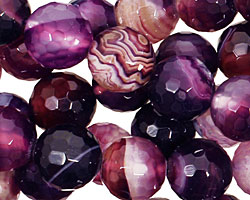 Purple Line Agate Faceted Round 12mm