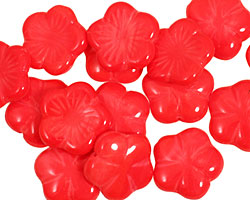 Czech Glass Cherry 5 Petal Daisy 14mm