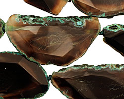 Moss Green Agate Natural Edge Freeform Faceted Slab 44-66x35-39mm