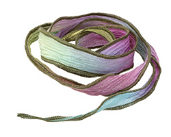 Prism Break w/Olive Brown Edges Hand Dyed 100% Silk Ribbon 1/2"