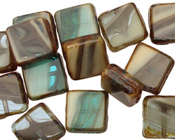 Czech Glass Sandy Beach Square 10mm
