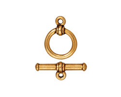 TierraCast Antique Gold (plated) Bar & Ring Toggle Clasp 16x12mm, 19mm Bar