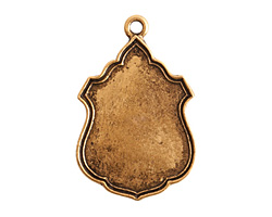 Nunn Design Antique Gold (plated) Ornate Flat Ensign Tag 20x31mm