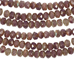 Czech Glass Lilac Garden Fire Polished Rondelle 4x5mm