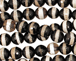 Smoky Banded Agate Faceted Round 8mm
