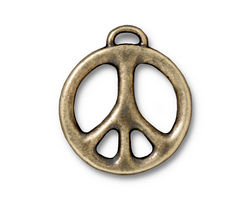 TierraCast Antique Brass (plated) Peace Pendant 24x27mm