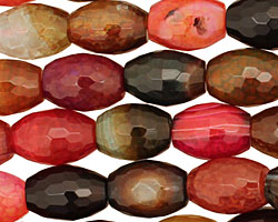 Bold Rainbow Fire Agate Faceted Rice 14x10mm