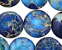 Midnight Blue Impression Jasper Puff Coin 20mm