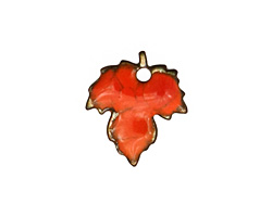C-Koop Enameled Metal Flame Orange Maple Leaf 18x20mm