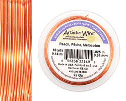 Artistic Wire Silver Plated Peach 22 gauge, 10 yards