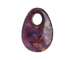 Purple Impression Jasper Flat Oval Pendant 25x35mm