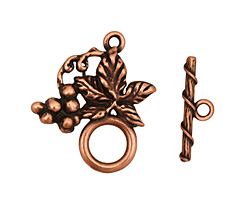 Antique Copper (plated) Grape Vine Toggle Clasp 27x24mm, 20mm bar