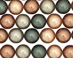 Multi (bronze, teal, flax) Shell Pearl Round 14mm